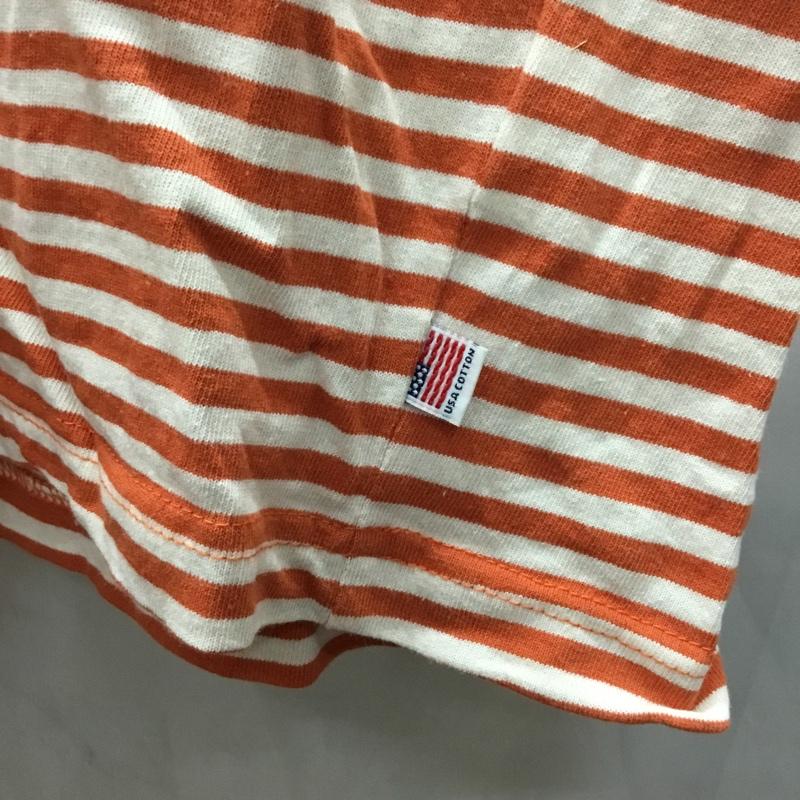 コーエン coen Tシャツ 半袖 7525-637-0260 ロゴ刺繍 M ボーダー柄 橙 / オレンジ / X アイボリー / アイボリー /  メンズ USED 古着 中古 10119324