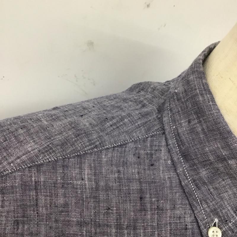 トミーヒルフィガー TOMMY HILFIGER シャツ、ブラウス 長袖 ボタンダウン 胸ポケット 麻 リネン タグ付き S ワンポイント 紺 / ネイビー /  メンズ USED 古着 中古 10112922