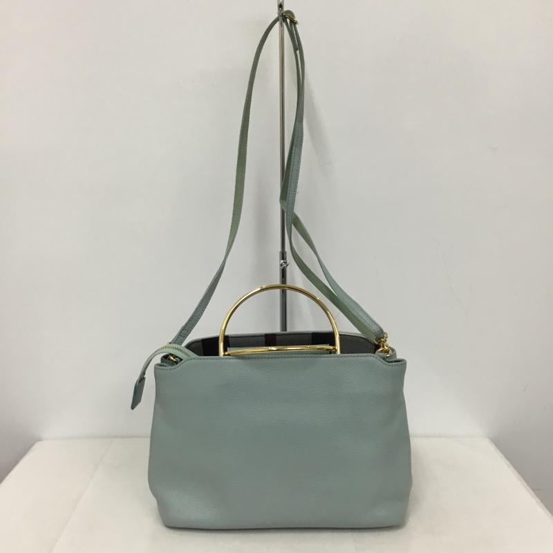 ブルーレーベル・クレストブリッジ BLUE LABEL CRESTBRIDGE ハンドバッグ ハンドバッグ メタルハンドルレザートート ショルダー ロゴ、文字 水色 / ライトブルー / X 金 / ゴールド /  レディース USED 古着 中古 10144902