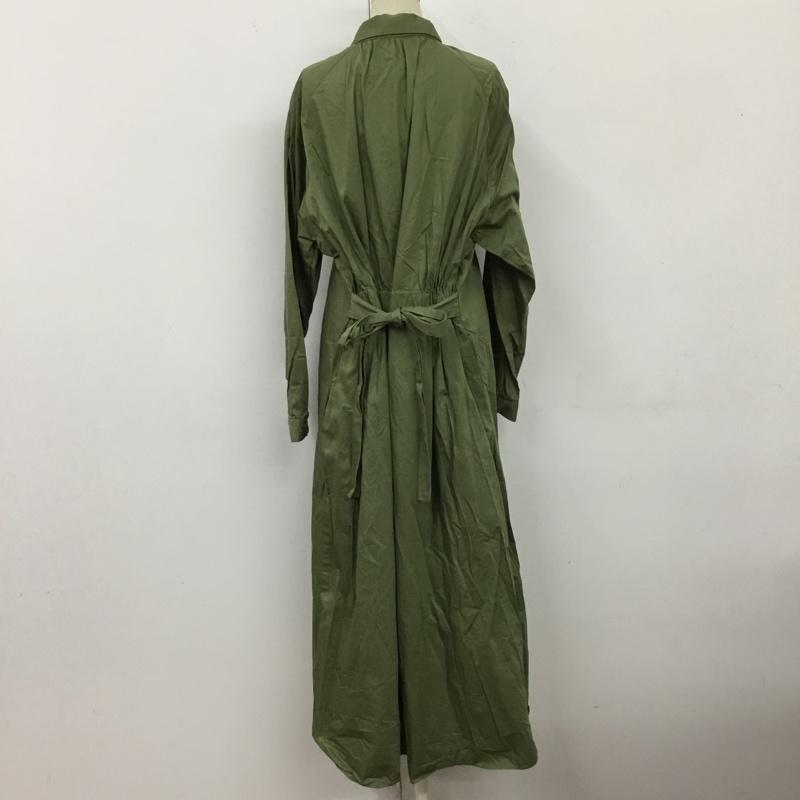 ザラ ZARA ワンピース ロングスカート 長袖ロングワンピース フレアワンピース 切り替えワンピース シャツワンピース M 無地 カーキ / カーキ /  レディース USED 古着 中古 10115805