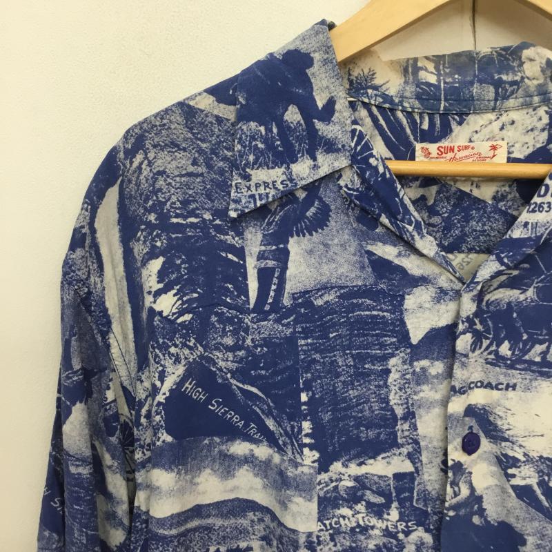 サンサーフ SUN SURF シャツ、ブラウス 半袖 411-M31203 SUN SURF 半袖 総柄 シャツ スペシャルエディション 総柄 青 / ブルー / X 白 / ホワイト /  メンズ USED 古着 中古 10129788