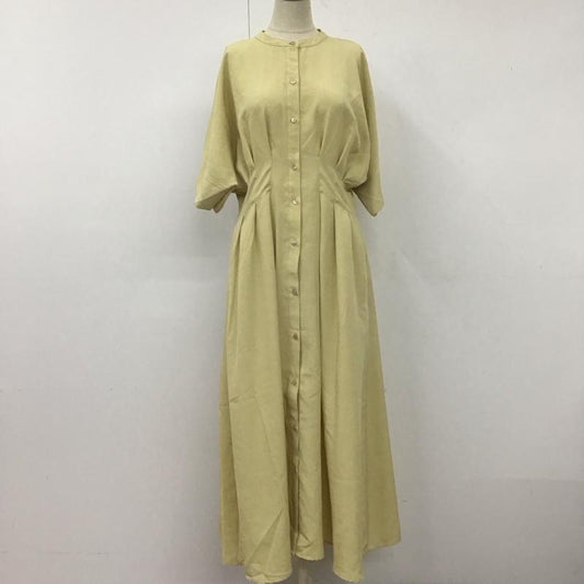 センスオブプレイスバイアーバンリサーチ SENSE OF PLACE by URBAN RESEARCH ワンピース ロングスカート AA35-26B111 リネンライクウエストタックシャツワンピース 半袖 無地 黄 / イエロー /  レディース USED 古着 中古 10112232