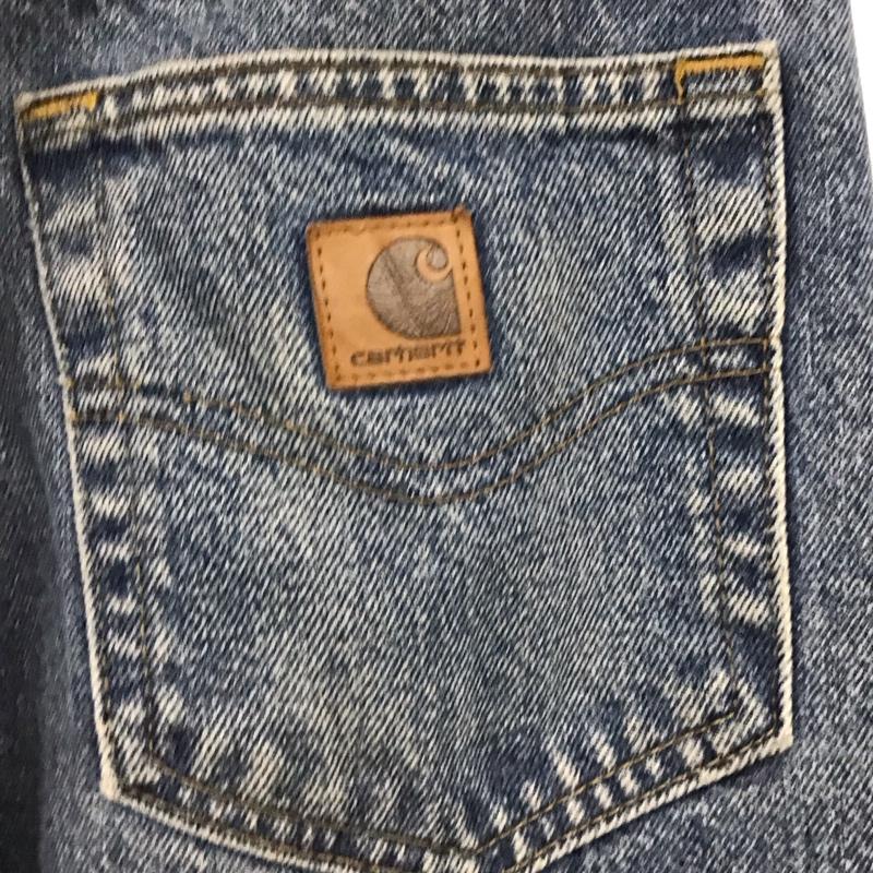 カーハート Carhartt パンツ デニム、ジーンズ デニムパンツ ストレートパンツ ワイドパンツ カジュアルパンツ 30インチ ロゴ、文字 インディゴ / インディゴ /  メンズ USED 古着 中古 10119123
