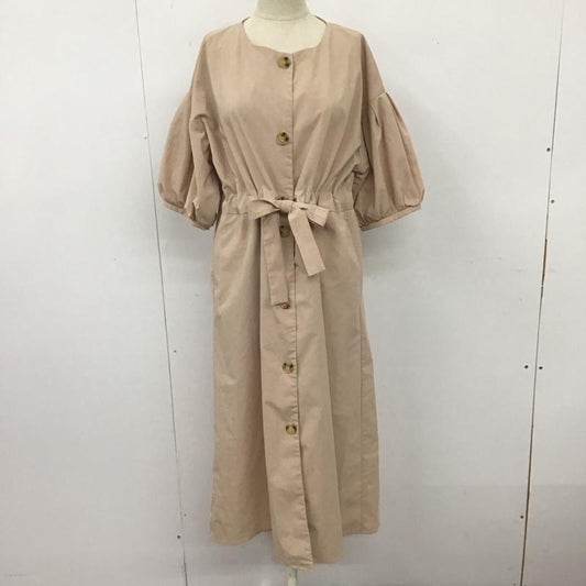 アルシーヴ archives ワンピース ロングスカート 半袖ロングワンピース ノーカラーシャツワンピース 前開き 無地 ベージュ / ベージュ /  レディース USED 古着 中古 10110897