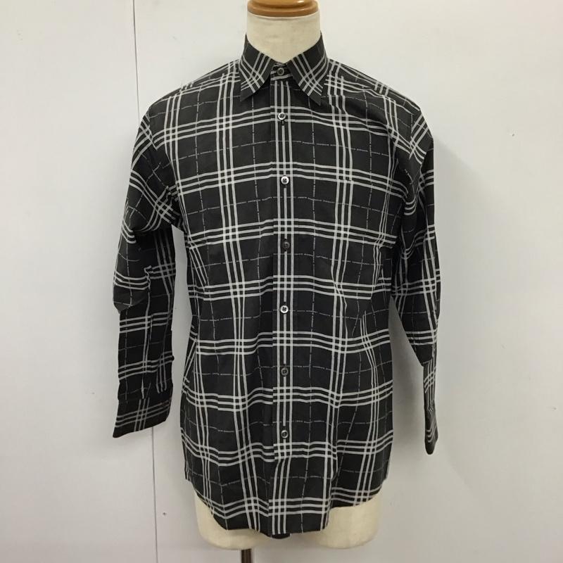 バーバリーロンドン Burberry London シャツ、ブラウス 長袖 M チェック 黒 / ブラック / X 白 / ホワイト /  メンズ USED 古着 中古 10114341