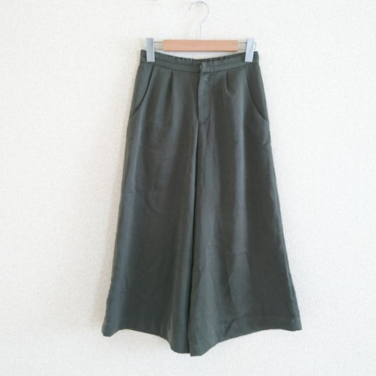 ユナイテッドアローズグリーンレーベルリラクシング UNITEDARROWSGREENLABELRELAXING パンツ スラックス ワイドパンツ 38 無地 緑 / グリーン /  レディース USED 古着 中古 10013477