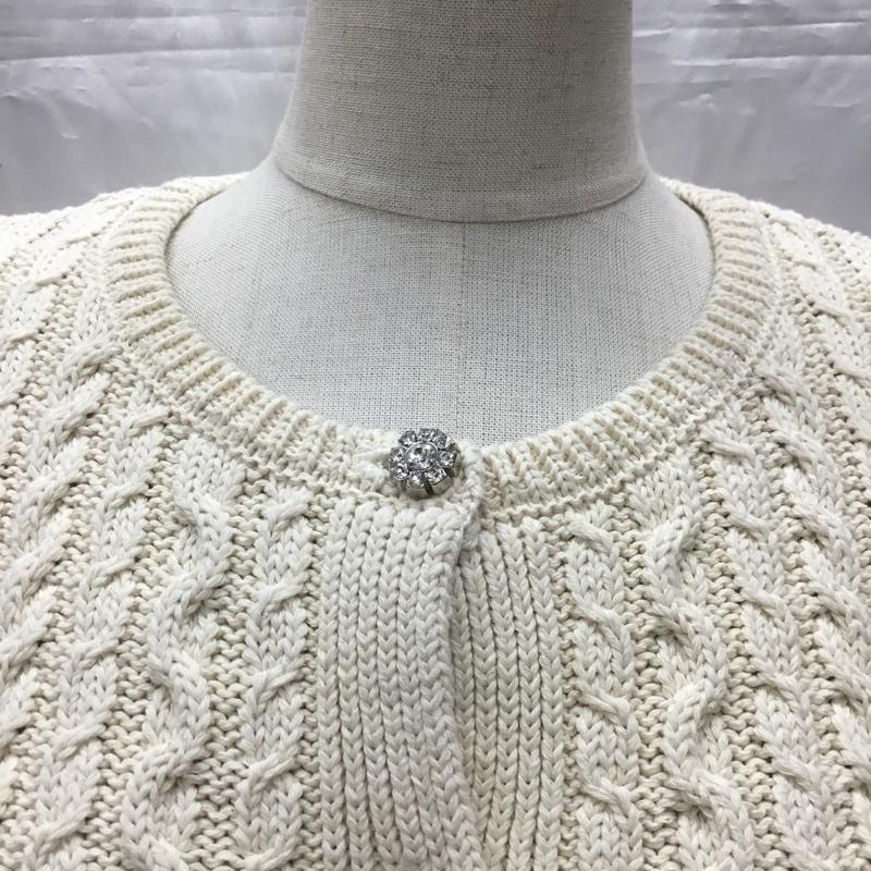 ザラ ZARA カーディガン 長袖 5802 033 712 クルーネック ビジュー S 無地 オフホワイト / オフホワイト /  レディース USED 古着 中古 10118370