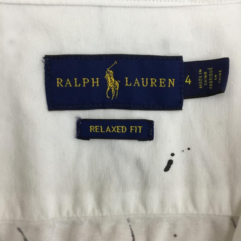 ラルフローレン RALPHLAUREN シャツ、ブラウス 長袖 4 総柄 白 / ホワイト / X 黒 / ブラック /  メンズ USED 古着 中古 10144854