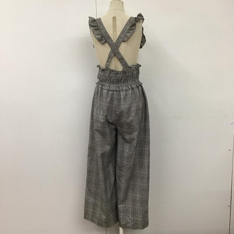 アンクルージュ ANKROUGE ボトムス ボトムス サスペンダー付きパンツ フリル ギャザー ワイドパンツ レースアップ M チェック 白 / ホワイト / X 黒 / ブラック / X 赤 / レッド /  レディース USED 古着 中古 10114766