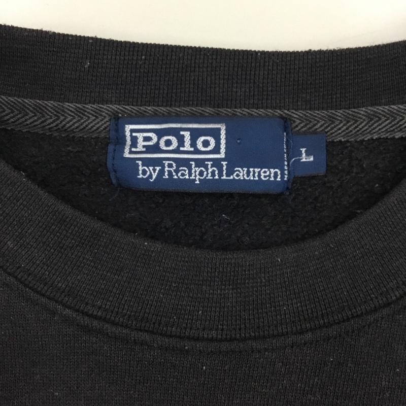 ポロバイラルフローレン Polo by RALPH LAUREN トレーナー 長袖 長袖トレーナー スウェット クルーネック リブスウェットカットソー L ロゴ、文字 黒 / ブラック /  メンズ USED 古着 中古 10121934