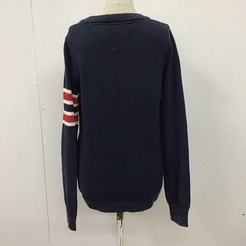 トミー TOMMY カーディガン 長袖 23-4331203-040 コットン Vネック NY M ロゴ、文字 紺 / ネイビー /  レディース USED 古着 中古 10116758
