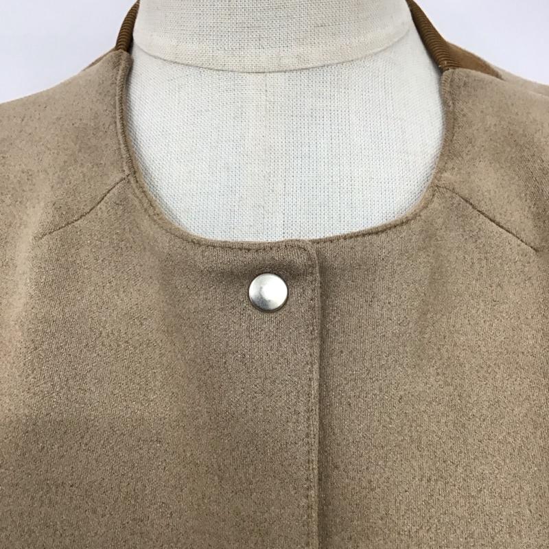 クロコダイル CROCODILE カーディガン 長袖 0202-35256 ノーカラージャケット L ワンポイント 茶 / ブラウン /  レディース USED 古着 中古 10120602