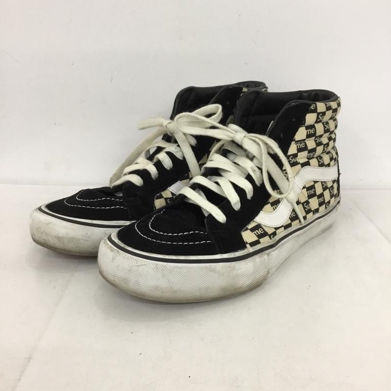 バンズ VANS スニーカー スニーカー 721454 ハイカット Sk8-Hi Supreme 16AW Checker Logo 27cm 27.0cm ロゴ、文字 黒 / ブラック / X 白 / ホワイト /  メンズ USED 古着 中古 10150973