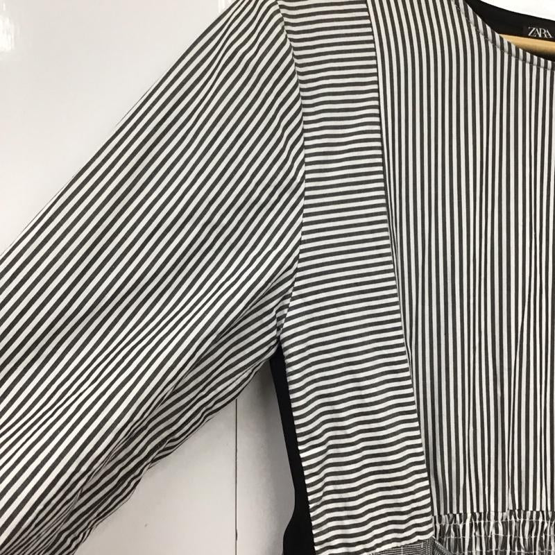 ザラ ZARA ワンピース ロングスカート 0264/670/104 コントラストワンピース S 無地 X チェック X ストライプ 白 / ホワイト / X 灰 / グレー / X 茶 / ブラウン /  レディース USED 古着 中古 10131540