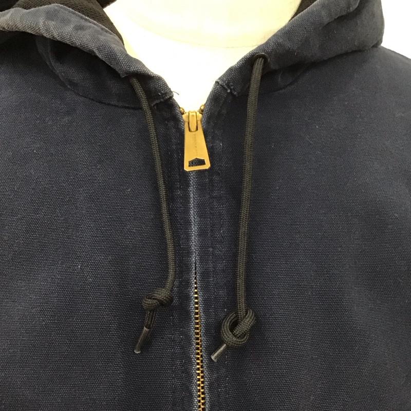 カーハート Carhartt ジャケット、上着 ジャンパー、ブルゾン ジップアップジャケット ジャンパー アウター パーカー XXL ロゴ、文字 紺 / ネイビー /  メンズ USED 古着 中古 10112083