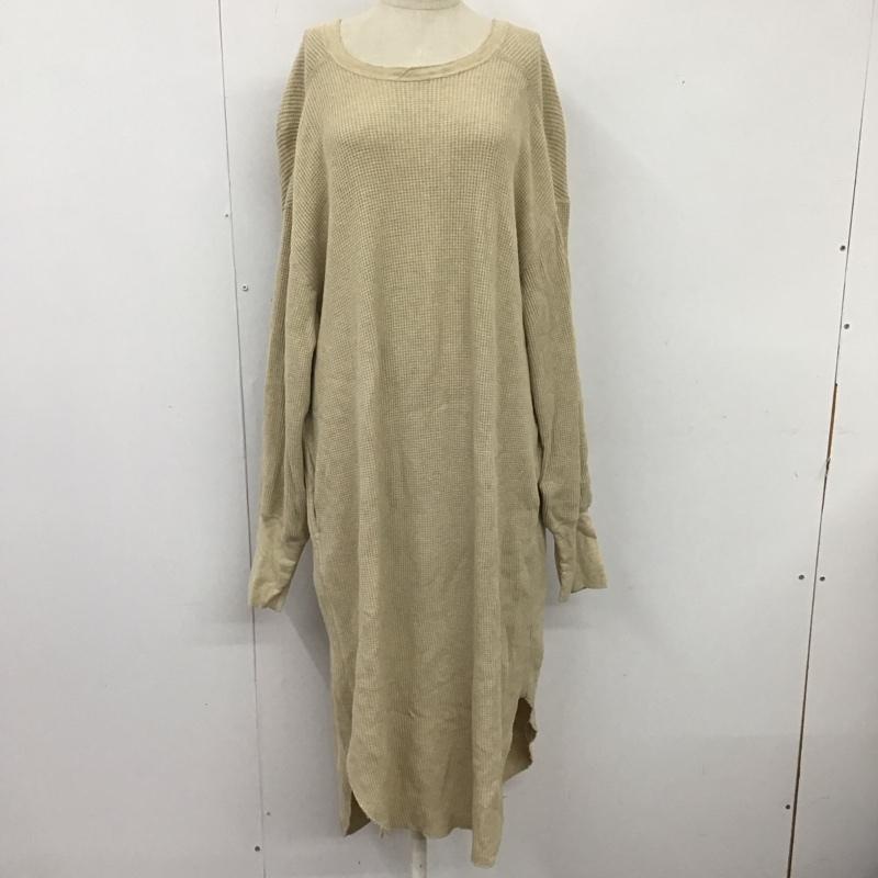 アメリカーナ AMERICANA ワンピース ロングスカート ワッフル サーマル 長袖 無地 ベージュ / ベージュ /  レディース USED 古着 中古 10120231