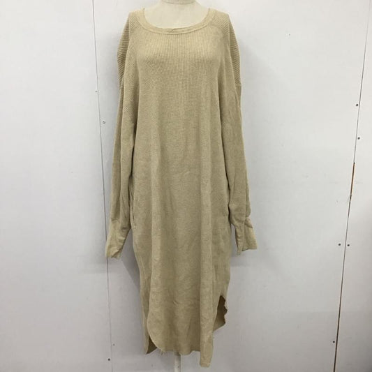 アメリカーナ AMERICANA ワンピース ロングスカート ワッフル サーマル 長袖 無地 ベージュ / ベージュ /  レディース USED 古着 中古 10120231
