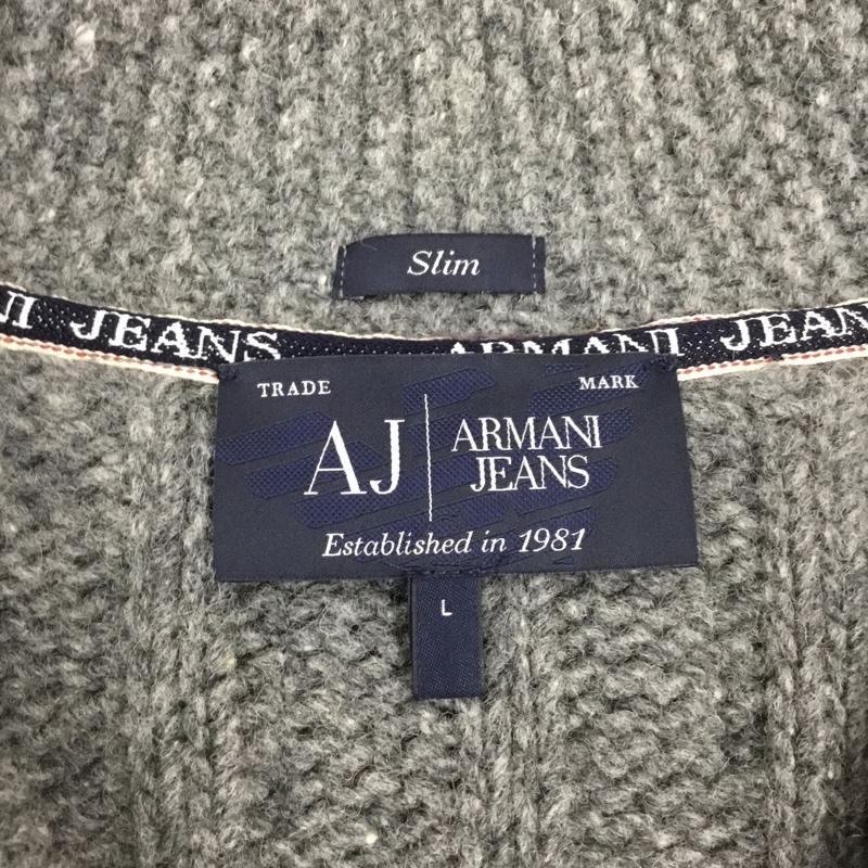 アルマーニジーンズ ARMANI JEANS カーディガン 長袖 長袖ニットカーディガン 前ボタン カラーニットカーディガン L 無地 灰 / グレー /  メンズ USED 古着 中古 10121507