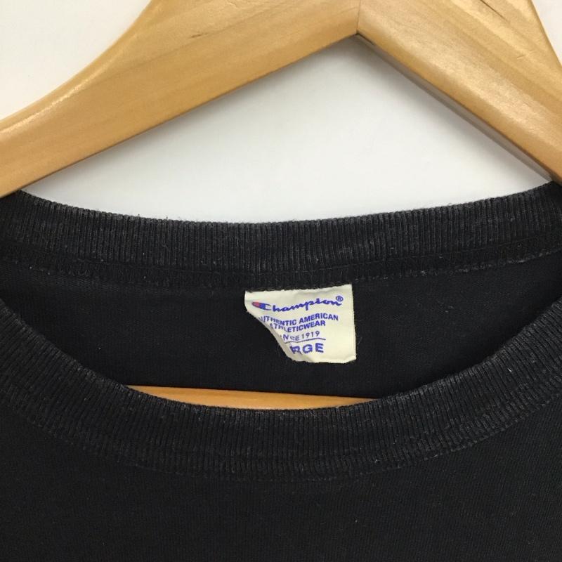 チャンピオン Champion Tシャツ 半袖 半袖カットソー プリントTシャツ クルーネックカットソー L ロゴ、文字 黒 / ブラック /  メンズ USED 古着 中古 10142570