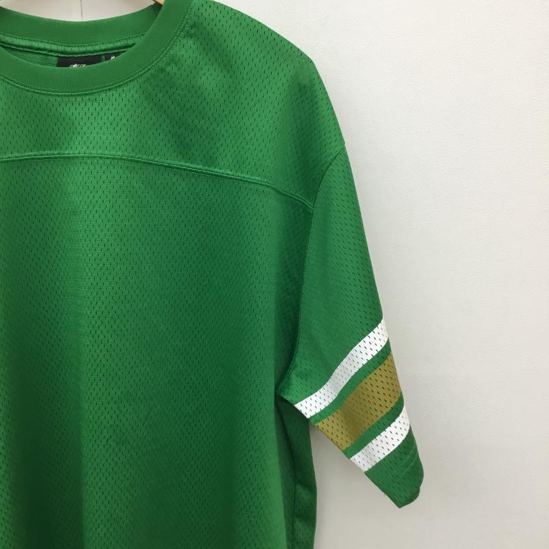 ステューシー STUSSY Tシャツ 半袖 ゲームシャツ　クルーフットボールシャツ M ロゴ、文字 X プリント 緑 / グリーン /  メンズ USED 古着 中古 10112604
