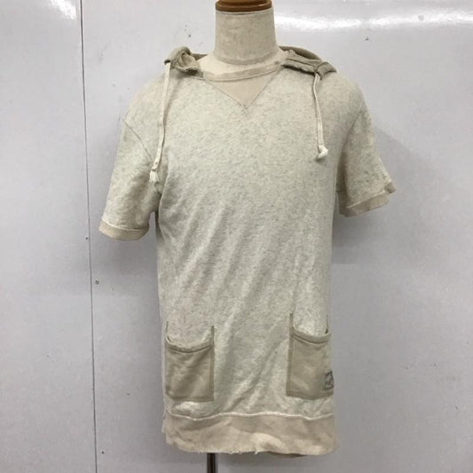 サスクワァッチファブリックス SASQUATCHfabrix. パーカー 半袖 半袖パーカー スウェットカットソー ダメージ加工 L 無地 白 / ホワイト /  メンズ USED 古着 中古 10112168