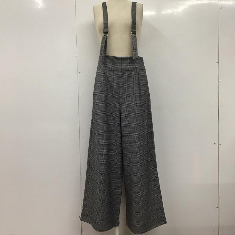 ジーナシス JEANASIS ボトムス ボトムス JS050218MC サスペンダー付き ワイドパンツ ハイウエスト FREE チェック 白 / ホワイト / X 黒 / ブラック / X 灰 / グレー /  レディース USED 古着 中古 10107951
