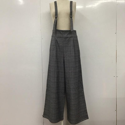 ジーナシス JEANASIS ボトムス ボトムス JS050218MC サスペンダー付き ワイドパンツ ハイウエスト FREE チェック 白 / ホワイト / X 黒 / ブラック / X 灰 / グレー /  レディース USED 古着 中古 10107951