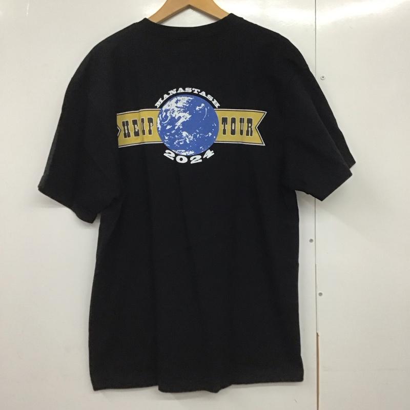マナスタッシュ MANASTASH Tシャツ 半袖 半袖カットソー プリントTシャツ クルーネックカットソー hemptour XL ロゴ、文字 黒 / ブラック /  メンズ USED 古着 中古 10142639