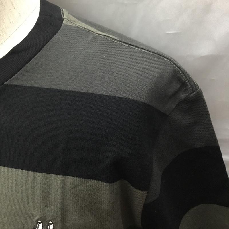 ナンバーナイン NUMBER (N)INE Tシャツ 半袖 半袖カットソー プリントTシャツ クルーネックカットソー 2 ボーダー柄 黒 / ブラック / X 灰 / グレー /  メンズ USED 古着 中古 10116127
