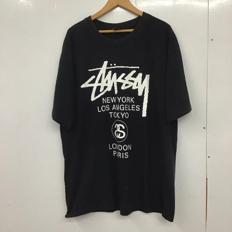ステューシー STUSSY Tシャツ 長袖 半袖カットソー プリントTシャツ クルーネックカットソー XL ロゴ、文字 黒 / ブラック /  メンズ USED 古着 中古 10133222