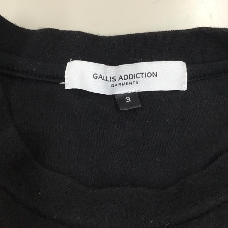 ガリスアディクション GALLIS ADDICTION Tシャツ 半袖 半袖カットソー プリントTシャツ クルーネックカットソー 3 プリント 黒 / ブラック /  メンズ USED 古着 中古 10118387