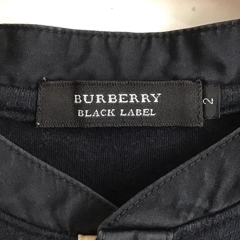 バーバリーブラックレーベル BURBERRY BLACK LABEL カットソー 長袖 長袖カットソー ヘンリーネックカットソー 2 ロゴ、文字 黒 / ブラック /  メンズ USED 古着 中古 10130127