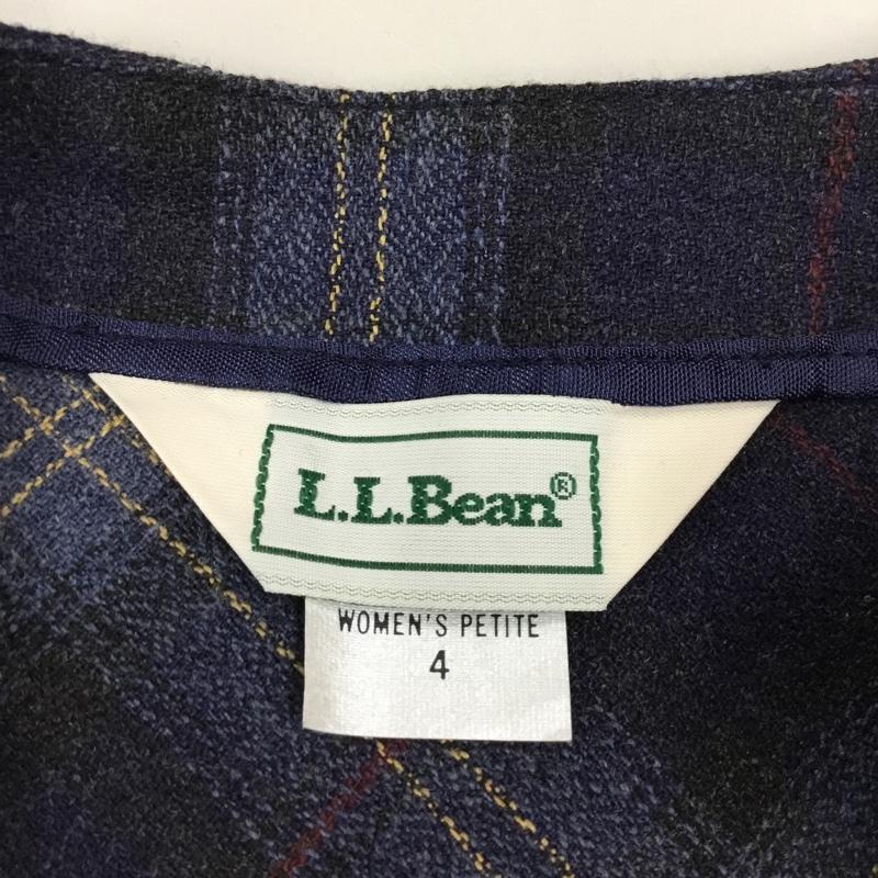 エルエルビーン L.L.Bean スカート ロングスカート USA製 フレアスカート 4 チェック 紺 / ネイビー /  レディース USED 古着 中古 10112894