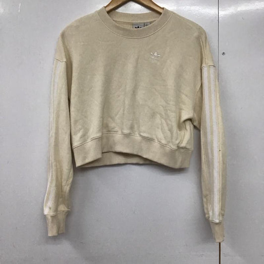 アディダス adidas トレーナー 長袖 HC2049 スウェット クロップド丈 S ロゴ、文字 アイボリー / アイボリー /  レディース USED 古着 中古 10143862