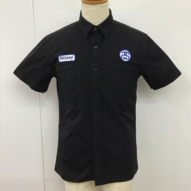 ステューシー STUSSY シャツ、ブラウス 半袖 半袖シャツ カラーシャツ 半袖カットソー プリントシャツ M ロゴ、文字 黒 / ブラック /  メンズ USED 古着 中古 10116366