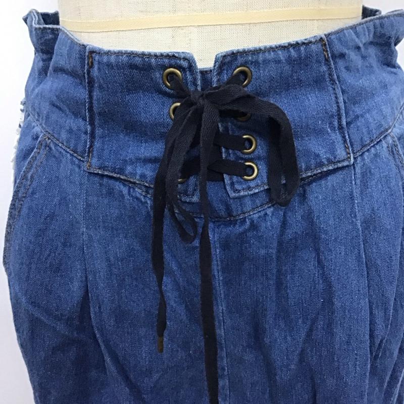 ダブルクローゼット w closet パンツ デニム、ジーンズ 293466 ワイドパンツ フリンジ 無地 青 / ブルー /  レディース USED 古着 中古 10118715