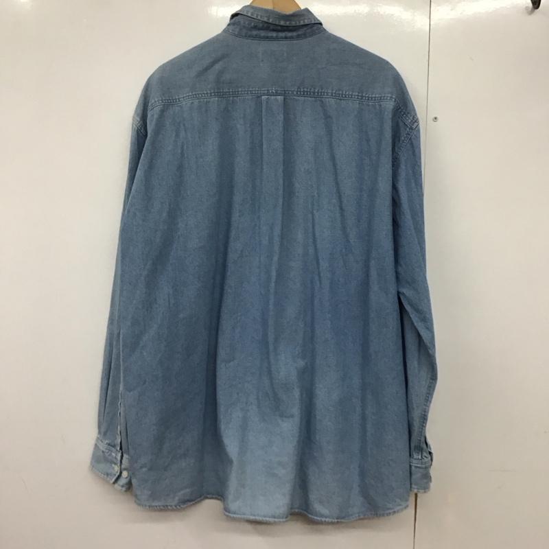 ストレイト STRAIIIGHT シャツ、ブラウス 長袖 長袖シャツ デニムシャツ カラーシャツ ボタンダウンシャツ XL ロゴ、文字 インディゴ / インディゴ /  メンズ USED 古着 中古 10142974