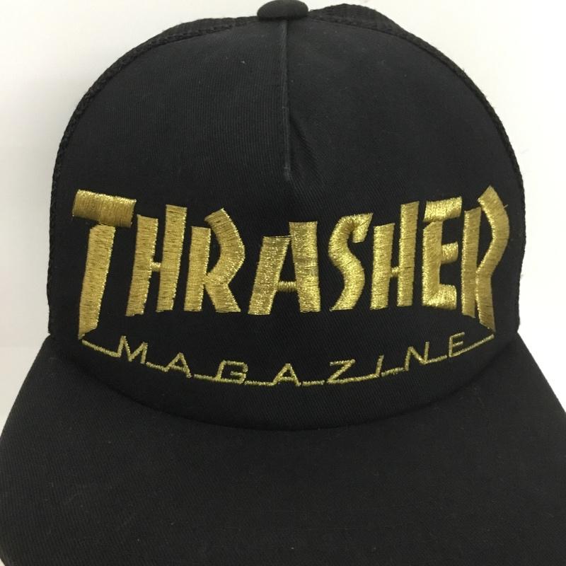 スラッシャー THRASHER 帽子 キャップ メッシュキャップ FREE ロゴ、文字 黒 / ブラック / X 金 / ゴールド /  メンズ USED 古着 中古 10140432