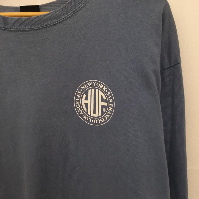 ハフ HUF Tシャツ 長袖 RN#114910　長袖Tシャツ XL ロゴ、文字 水色 / ライトブルー /  メンズ USED 古着 中古 10127555