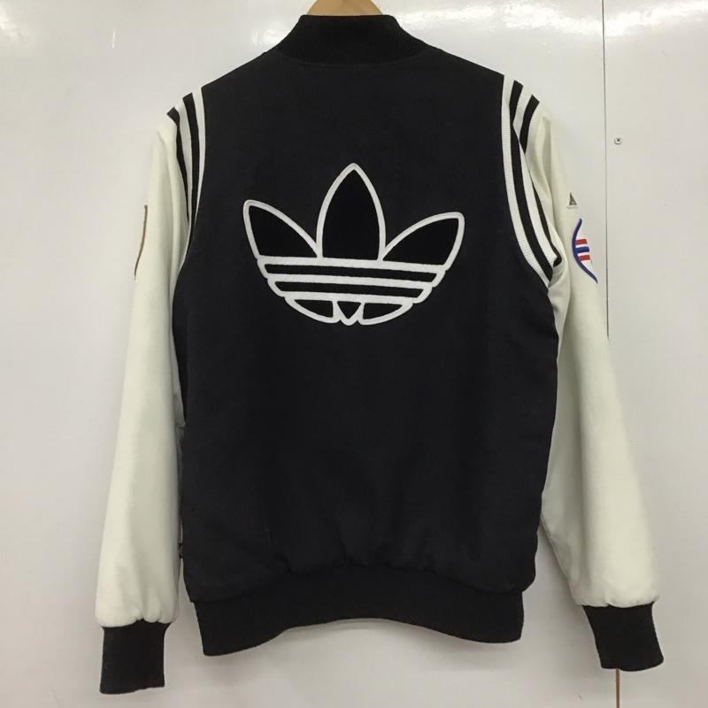 アディダス adidas ジャケット、上着 ジャンパー、ブルゾン m33846 スタジャン アウター L ロゴ、文字 白 / ホワイト / X 黒 / ブラック /  メンズ USED 古着 中古 10149004