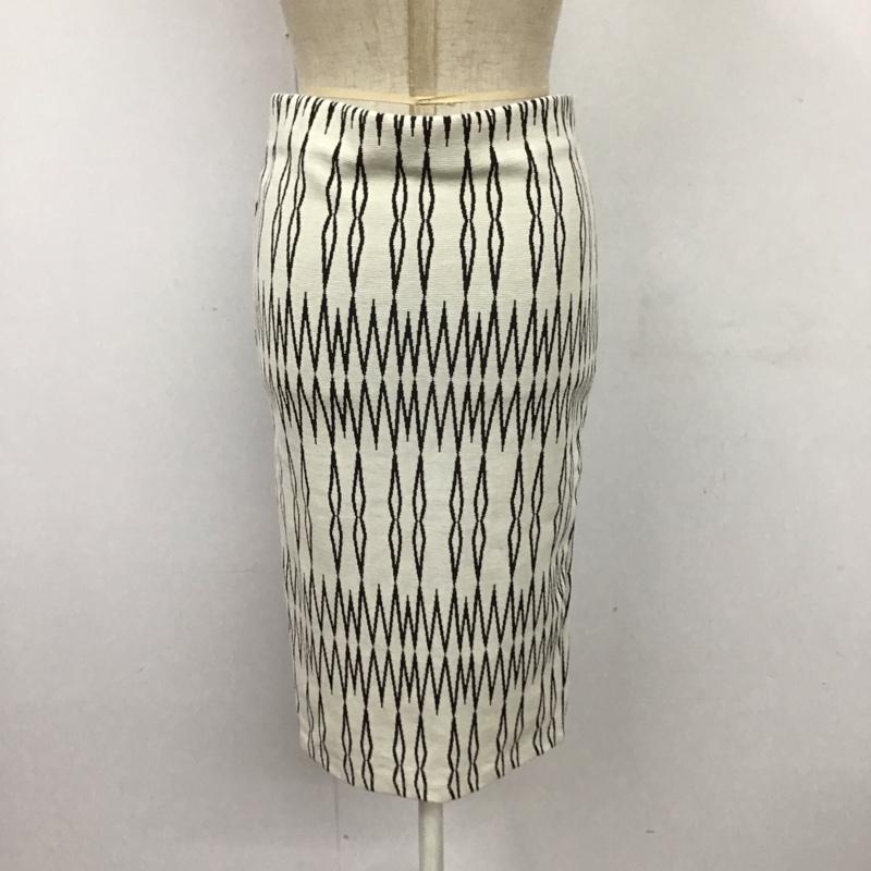 ザラ ZARA スカート ひざ丈スカート ひざ丈スカート タイトスカート ストレッチ スリット S プリント 白 / ホワイト /  レディース USED 古着 中古 10115954