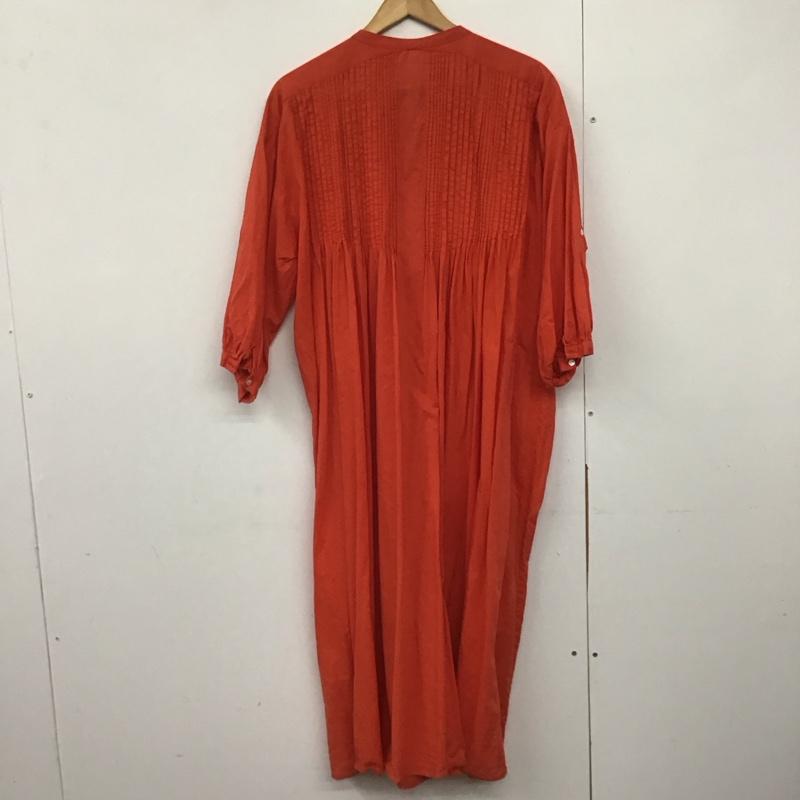 フリークスストア FREAK S STORE ワンピース ロングスカート 222-3186 ピンタック バンドカラー シャツワンピース FREE 無地 橙 / オレンジ /  レディース USED 古着 中古 10142258