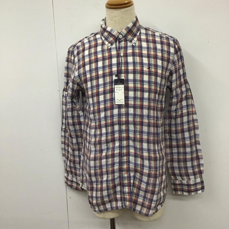 トミーヒルフィガー TOMMY HILFIGER シャツ、ブラウス 長袖 0887852408 ボタンダウン リネン タグ付き チェック M ワンポイント マルチカラー / マルチカラー /  メンズ USED 古着 中古 10112671