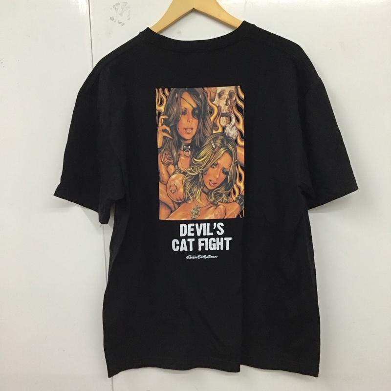 エロスティカ EROSTiKA Tシャツ 半袖 Devils Cat Fight バックプリント XL ロゴ、文字 黒 / ブラック /  メンズ USED 古着 中古 10123388