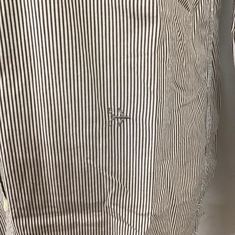 ビームスライツ BEAMS LIGHTS シャツ、ブラウス 長袖 ボタンダウン XL ストライプ 白 / ホワイト / X 茶 / ブラウン /  メンズ USED 古着 中古 10118109