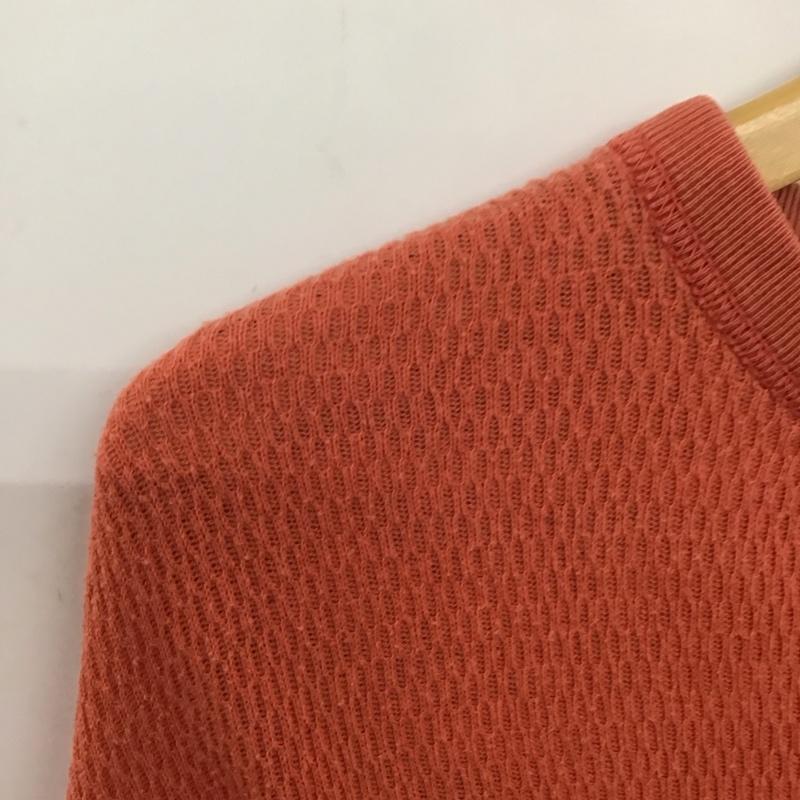フラットヘッド The Flat Head カットソー 長袖 長袖カットソー プリントカットソー クルーネック ワッフル 42 ロゴ、文字 橙 / オレンジ /  メンズ USED 古着 中古 10137093