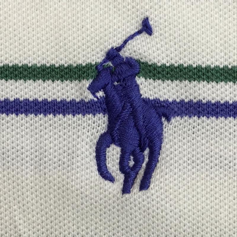 ポロゴルフラルフローレン POLOGOLF ポロシャツ 半袖 M ボーダー柄 白 / ホワイト /  メンズ USED 古着 中古 10133531