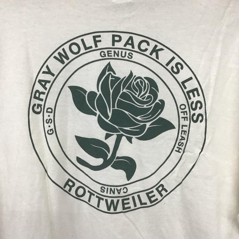 ロットワイラー ROTTWEILER カットソー 長袖 長袖カットソー プリントカットソー クルーネック XL ロゴ、文字 白 / ホワイト /  メンズ USED 古着 中古 10145883