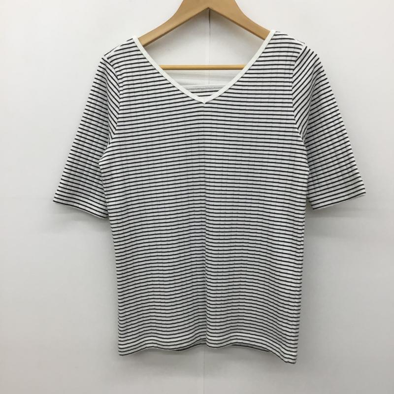 アズールバイマウジー AZUL BY MOUSSY カットソー 七分袖 L ボーダー柄 黒 / ブラック / X 白 / ホワイト /  レディース USED 古着 中古 10137603
