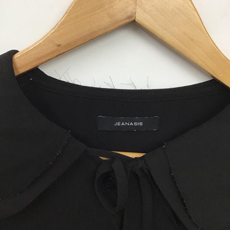 ジーナシス JEANASIS シャツ、ブラウス 長袖 JS063632AK BIG襟 フリルシャツ FREE 無地 黒 / ブラック /  レディース USED 古着 中古 10131085